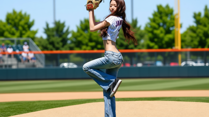 Wonyoung IVE Pamer Perut Ramping saat Lempar Bola Pertama di Laga Mets vs Dodgers