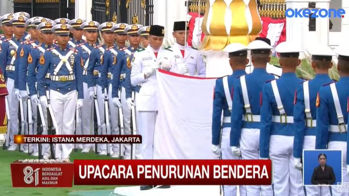 Upacara Penurunan Bendera di Istana pada HUT Ke-81 RI Berjalan Khidmat